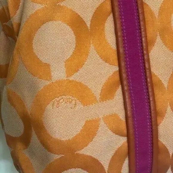 Coach poppy bag, RARE, large, women’s handbag, in pink and orange purse, fall - Picture 9 of 13